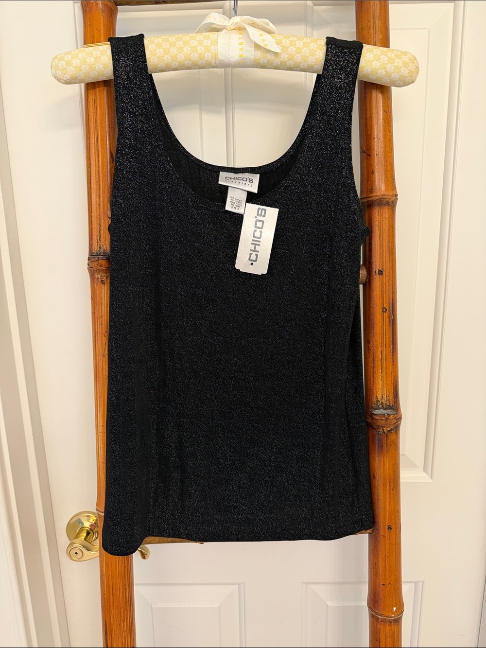 Chico's Black Metallic Tank NWT